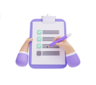 hand-holding-writing-checklist-application-form-document-clipboard-white-background-3d-illustration 1